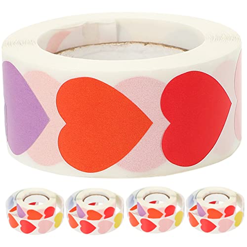 CIYODO 5 Rolls of Heart Aufkleber Versiegelung Aufkleber Geschenkversiegelungsaufkleber Blanker Aufkleber Herzaufkleber Rolle von CIYODO