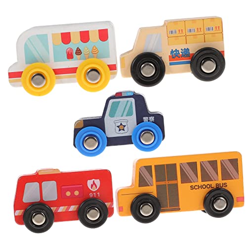 CIYODO 5 Teiliges Holzspielzeug Set Feuerwehr Und Polizeiautos Für Mini Fahrzeugfiguren Perfekte Partygeschenke Und Schulmodelle Spielzeugautos Für Jungen Und ädchen von CIYODO