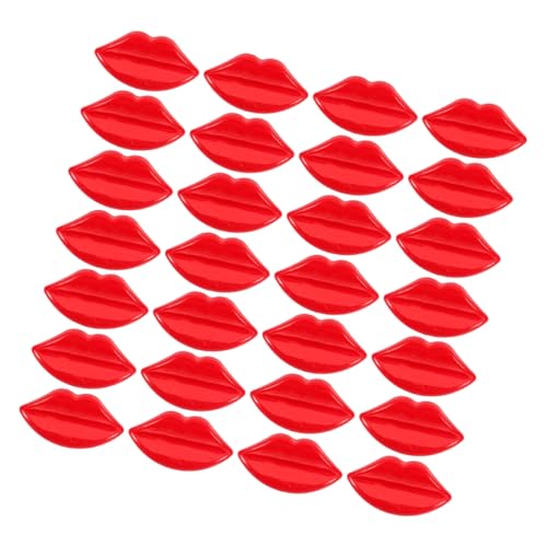 CIYODO 50 Stück Dolls Gesichtsbehördezubehör Verfügt Über Accessoires Werkzeugpuppen Handgefertigte Knöpfe Lippenschmuck Produktion Liefert Puppen Süße Abzeichen Mini-Puppen Rot Plastik von CIYODO