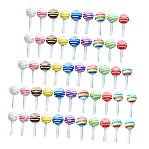 CIYODO 50 Stück Simulation Lutscher Lollipop-Modell Autodekoration Mini-Cake-pops Mini-Spielzeug-lutscher Puppenhaus Süßigkeiten Dekor Mini-bonbondekorationen Puppenhaus Lutscher Plastik von CIYODO