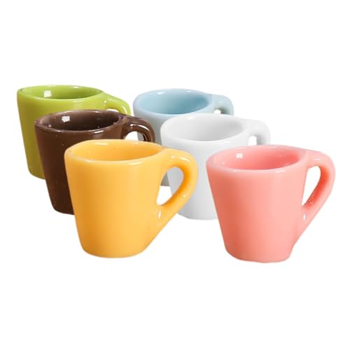 CIYODO 6 Stück Teiliges Miniatur Kaffeetassen aus Resin Mini Becher für Puppenhaus Dekoration DIY für Kinderzimmer Vielseitige Miniatur Küchenaccessoires in Farben CIYODO 6 Stück Teiliges Miniatur Kaffeetassen aus Resin Mini Becher für Puppenhaus Dekoration DIY für Kinderzimmer Vielseitige Miniatur Küchenaccessoires in Farben von CIYODO