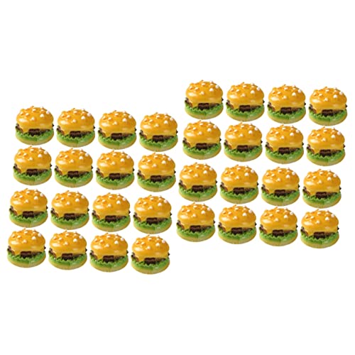 CIYODO 60 STK Simulationsburger Künstlich Mini Falsches Brot Gefälschte Burger-Requisite Burger-Modelle Foto-Requisiten Lebensmittelmodelle Haarspangen Bezaubern Tischzubehör Yellow Harz von CIYODO