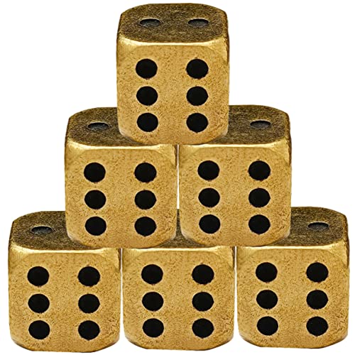 CIYODO 6St Messingwürfel mathespiele spielwürfel spielewürfel Zubehör für Würfelspiele große Zahlenwürfel Rollenspiel Würfel 6-seitiger Würfel Golddekor Würfel-Dekor Würfel-Stütze von CIYODO