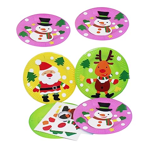 CIYODO 6St Weihnachtspappteller Weihnachtspapierschale Gefälligkeiten für Weihnachtsfeiern Bastelmaterial für Kinder bastelsets für Kinder Weihnachten Handgemachte Aufkleber für Kinder von CIYODO