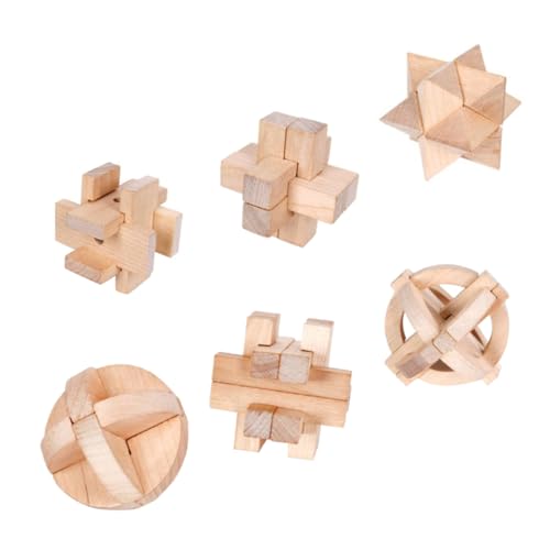 CIYODO 6st Kongming Schlossspielzeug 3D-gehirn-Teaser-rätsel Star-gehirn-Teaser-Puzzle 3D-denkaufgabe Kinderspielzeug Puzzlematte Kinder Rätsel Puzzlekleber Spielzeuge Holz von CIYODO