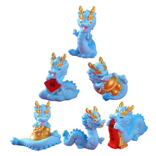 CIYODO 6st Mini-Drachen-Ornamente Drachenfiguren Miniatur Chinesisch Chinesische Drachenskulptur 2024 Drachenstatue Feng Chinesische Drachendekoration Drachendekor Für Kinder Harz von CIYODO