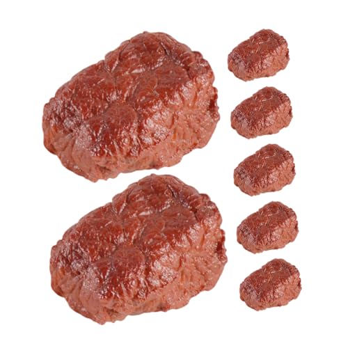 CIYODO 7 Stück Simulationsrindfleischmodell künstliches Roastbeef Fake-Food-Steak Essen küchendekoration küchen Dekoration Fotografie Fleischmodell künstliche Fleischstütze PVC Brown von CIYODO