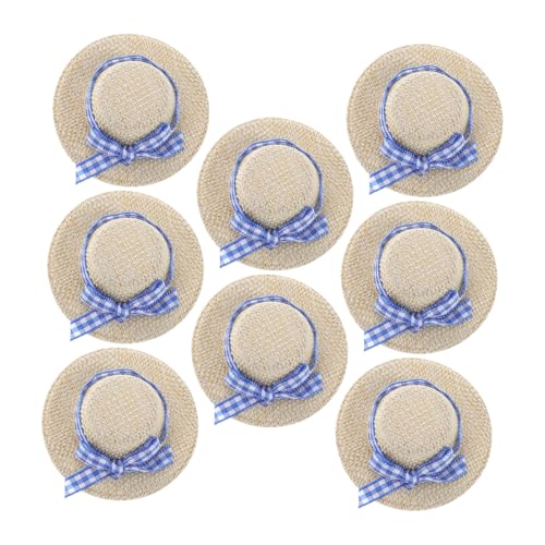 CIYODO 8 STK Strohhut Miniatur-Puppenhüte Miniaturhut Mini-Hexenhüte Kleiner Tierhut Puppenstrohhüte Strohhüte für Puppen Puppenhaus Dekoration Mini-Strohhüte Puppenhaushüte Stoff Beige von CIYODO