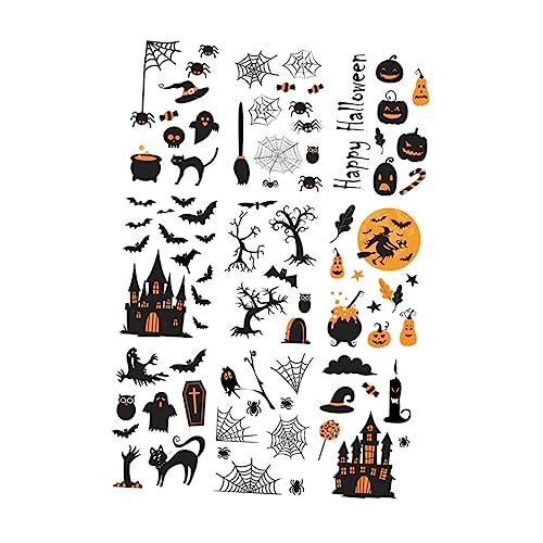 CIYODO 9 Blätter Halloween-computeraufkleber Scrapbook-Verzierungen Hexenaufkleber Fledermausaufkleber Geisteraufkleber Halloween-Aufkleber Scrapbooking-Aufkleber Spinnenaufkleber PVC von CIYODO