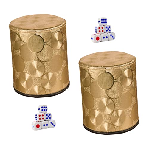 CIYODO Box Mit 2 Sätzen Leder Farbbecher Würfel Becher Würfelschüttler Bar Würfelspiel Durchscheinende Würfel Bar Würfelbecher Spiel Würfelbecher Würfel-gastgeschenk Golden Pu-Leder von CIYODO