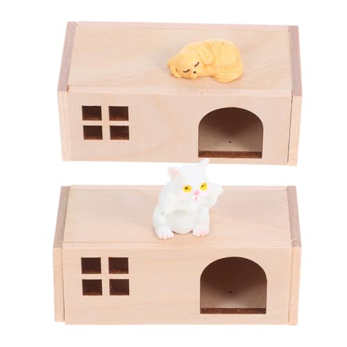 CIYODO Dollhouse Hundehütte Mini Holz Resin Haustier Haus Katzen Figurine Miniatur Zubehör für Puppenhaus Garten Dekoration CIYODO Dollhouse Hundehütte Mini Holz Resin Haustier Haus Katzen Figurine Miniatur Zubehör für Puppenhaus Garten Dekoration von CIYODO