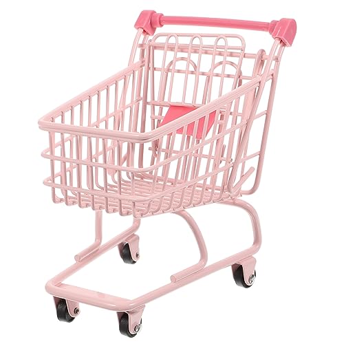 CIYODO Einkaufswagen Mini-Wagen Spielzeugwagen Für Kleinkinder Miniatur-hausmöbel Mini-supermarkt-handwagen Kleiner Einkaufskorb Desktop-miniwagen Puppenbuggy Mini-handwagen Eisen Rosa von CIYODO