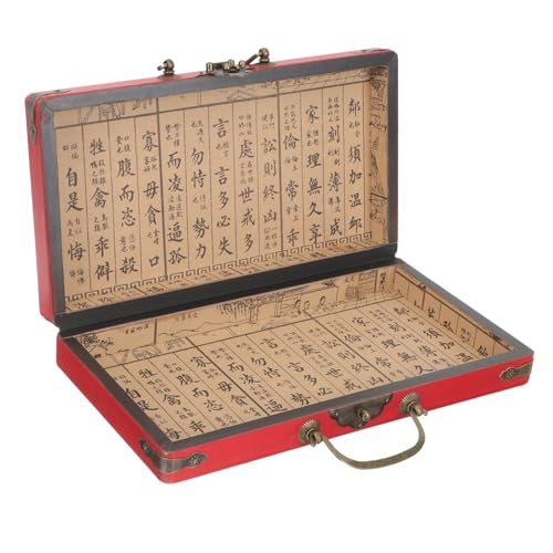 CIYODO Familienpartys Chinesisches Jongg Aufbewahrungshalter Holzkiste Traditionelles Mahjong Geschenkfall Tragbar Tragetasche Handle Design für Mehrzweckschachtel Majong Vintage Handheld von CIYODO