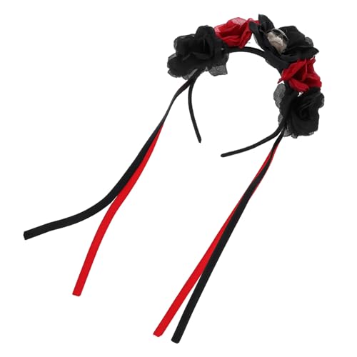 CIYODO Halloween Stirnband Damen Tag der Toten Kopfschmuck Rote Rosen Totenkopf Party Haarreif Karneval Kostüm Zubehör für Maske und Bühnenauftritt CIYODO Halloween Stirnband Damen Tag der Toten Kopfschmuck Rote Rosen Totenkopf Party Haarreif Karneval Kostüm Zubehör für Maske und Bühnenauftritt von CIYODO