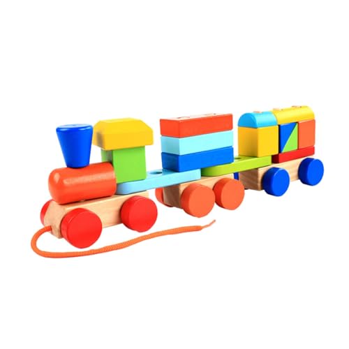 CIYODO Holzspielzeug Lernspielzeug Für Kleinkinder 1PC Bunte Ziehspielzeug Lokomotive Schiebe Und Ziehspielzeug Für Babys Traction Toy Für Frühes Lernen Und Motorische Fähigkeiten von CIYODO