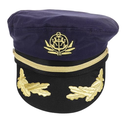 CIYODO Kapitänsmütze Blau Stickerei Verstellbar Segler Cosplay Kostüm Zubehör Für Erwachsene Yacht und Fancy Dress Feiern CIYODO Kapitänsmütze Blau Stickerei Verstellbar Segler Cosplay Kostüm Zubehör Für Erwachsene Yacht und Fancy Dress Feiern von CIYODO