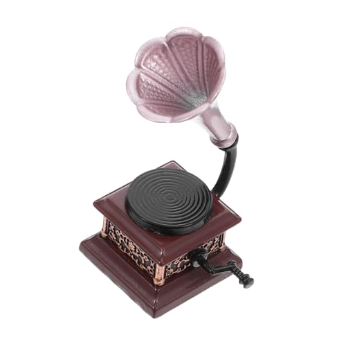 CIYODO Maßstab Retro Vintage Phonograph Modell Leichtes Miniatur Plattenspieler Ornament für Puppenhaus Dekoration Sammler CIYODO Maßstab Retro Vintage Phonograph Modell Leichtes Miniatur Plattenspieler Ornament für Puppenhaus Dekoration Sammler von CIYODO