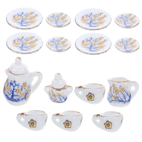 CIYODO Miniatur Porzellan Teeset mit Blumendesign Keramische Puppenhaus Zubehör Handgefertigt Kompakt und Leicht für Kreatives Spiel und DIY Dekoration CIYODO Miniatur Porzellan Teeset mit Blumendesign Keramische Puppenhaus Zubehör Handgefertigt Kompakt und Leicht für Kreatives Spiel und DIY Dekoration von CIYODO