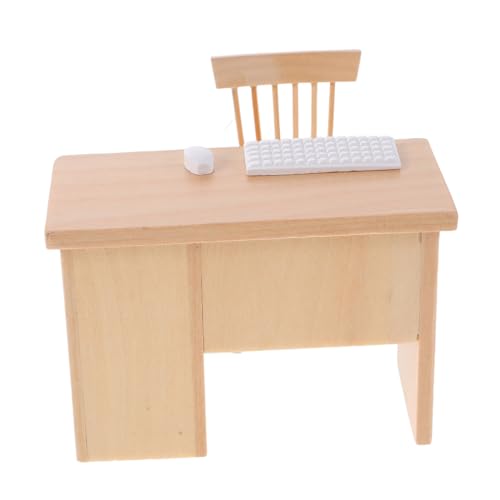 CIYODO Miniatur Puppenhaus Möbel Schreibtisch mit Tastatur Maus und Stuhl Stabiles Büro für Realistische Miniatur Schreibtisch Modell für Puppenhaus Zubehör CIYODO Miniatur Puppenhaus Möbel Schreibtisch mit Tastatur Maus und Stuhl Stabiles Büro für Realistische Miniatur Schreibtisch Modell für Puppenhaus Zubehör von CIYODO