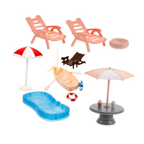 CIYODO Miniatur Strandset für Puppenhaus mit Swimmingpool Sonnenschirm Strandstuhl Schwimmring und Boot Tragbar Leicht für DIY Mikrolandschaften und Familienspiel CIYODO Miniatur Strandset für Puppenhaus mit Swimmingpool Sonnenschirm Strandstuhl Schwimmring und Boot Tragbar Leicht für DIY Mikrolandschaften und Familienspiel von CIYODO