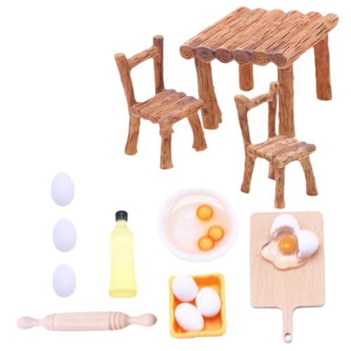 CIYODO DIY Dollhouse Puppenhaus Zubehör Öbel Set Für Puppenhäuser 1 Set Aus Resin Stühlen Nudelholz Und Lebensmitteln Dekoration Für Küchenszenen Und Für von CIYODO