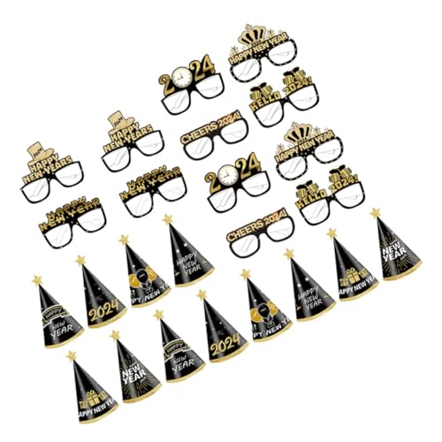 CIYODO Neujahrsbrillen Teilig Schwarz Gold Papier Brillen Hüte Kinderparty Foto Requisiten für Silvester und Geburtstagsfest CIYODO Neujahrsbrillen Teilig Schwarz Gold Papier Brillen Hüte Kinderparty Foto Requisiten für Silvester und Geburtstagsfest von CIYODO