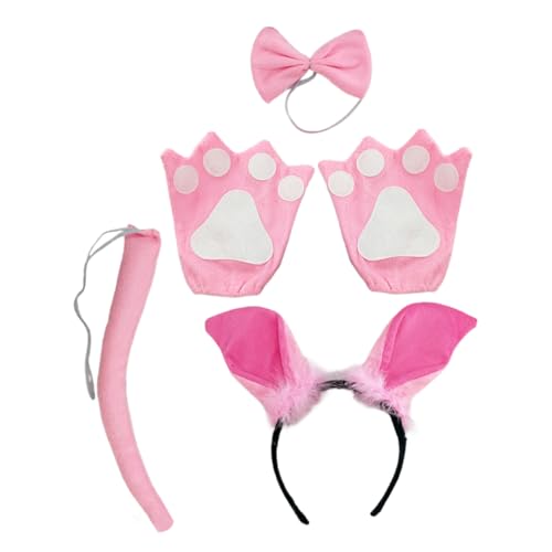CIYODO Niedliches Schweineohren Stirnband Kinderkostüm Set mit Schweineschwanz und Handschuhen Bequemes Cosplay Haarband für Halloween Karneval Tanzshows und Fasching Langlebiges CIYODO Niedliches Schweineohren Stirnband Kinderkostüm Set mit Schweineschwanz und Handschuhen Bequemes Cosplay Haarband für Halloween Karneval Tanzshows und Fasching Langlebiges von CIYODO