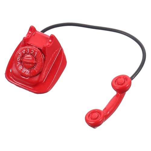 CIYODO Puppenhaus Telefon Mini-Telefon Telefon-Statue Kleine Puppen Für Puppenhaus -Telefon Telefonmodelle Telefon Min Telefonmöbel Miniaturpuppenhaus Metall Rot von CIYODO