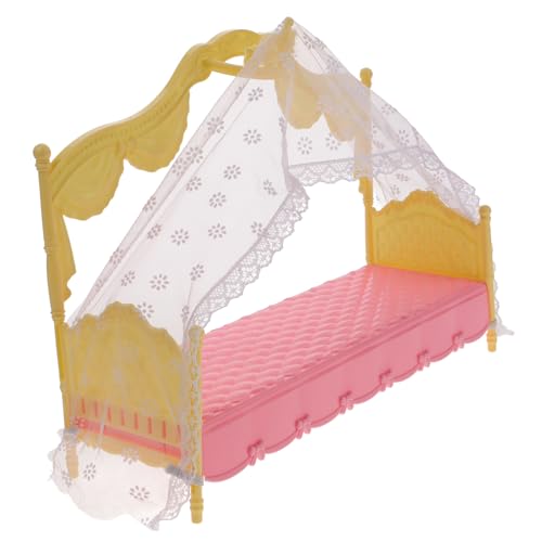 CIYODO Puppenmöbel Minibett Puppenhaus Bett Spielzeug Etagenbett für Puppen Mini-Puppenhaus-Dekor Puppenhaus Zubehör Spielzeugmöbel Puppenbettmodell winziges Bett Plastik Rosa von CIYODO