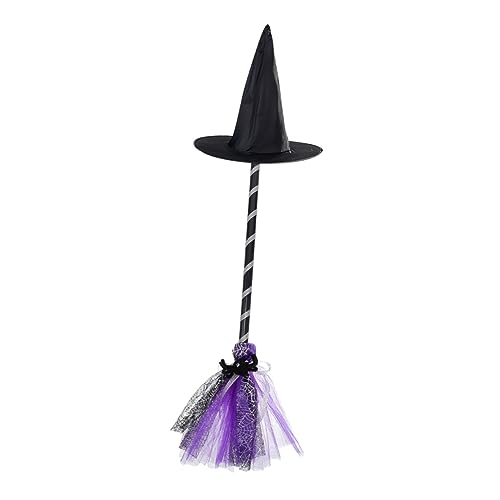 CIYODO Realistischer Witch Besen Zaubererkappen Zauberer Broomstick Fliegerbesen Kostüm Hut Hüte für Accessoires Kit Hexenhutbesen Hexenbesen Stick Cosplay Broom Requisiten Hexen von CIYODO