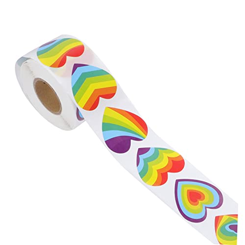 CIYODO Regenbogen Versiegelungsaufkleber Stolz Aufkleber Geschenkanhänger Tabs Geschenkaufkleber Zubehör Rainbow Selbstklebender Decal Pride Umschläge Herz Streifen Aufkleber Herzförmige von CIYODO