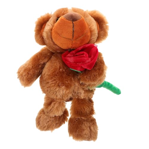 CIYODO Romantischer Plüschbär Mit Rose, Weihnachtlicher Plüschtierbär Zum Valentinstag, Süßes Stofftier Zum Geburtstag, Freundin, Liebhaber von CIYODO