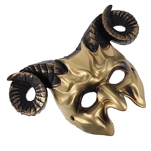 CIYODO Schutzmaske Hornmaske Teufel Maskerade Maske Kostüm-party- Böse Maske Halloween Gehörnt Tier-cosplay-maske Schädelmasken Maske Für Festival Ziege Ochse Plastik Golden von CIYODO