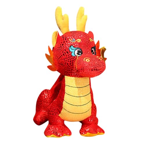 CIYODO Sternzeichen-Drachen-Puppe süße Kuscheltiere Drachenplüschpuppe Drachenpuppen- Babytrage Dekoration ausgestopfte Drachenpuppe Stofftier PP Baumwolle rot von CIYODO