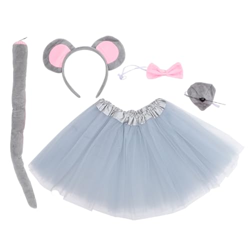 CIYODO Tierisches Maus Kostüm Set Teilig mit Weichem Ohr Stirnband Schleife Nase und Grauem Tüllrock Bequemes Stoffmaterial für Fasching Karneval Mottoparty Verkleidung CIYODO Tierisches Maus Kostüm Set Teilig mit Weichem Ohr Stirnband Schleife Nase und Grauem Tüllrock Bequemes Stoffmaterial für Fasching Karneval Mottoparty Verkleidung von CIYODO