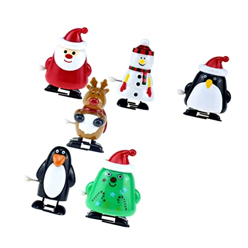 CIYODO Weihnachts Aufziehspielzeug Lustige Tierfiguren Oberer Weihnachtsmann Schneemann Dünner Pinguin Weihnachtsbaum Fetter Pinguin Brauner Elch Ideal Als Und von CIYODO