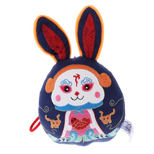 CIYODO Wufu-Kaninchen-verzierung Tier Stofftier Spielzeug Für Kaninchen Hasenpuppe Plüsch-Kaninchen-Puppe Kaninchen-Maskottchen-Puppe Chinesische Tierkreisornamente Blue Pp Baumwolle von CIYODO