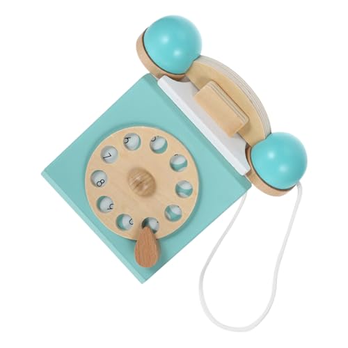 CIYODO antikes Telefon altes Handy Retro Festnetz Maschine kindertelefon Telefon Holztelefone kleines Telefonspielzeug aus Holz Holztelefon mit Wählscheibe hölzern Weiß von CIYODO