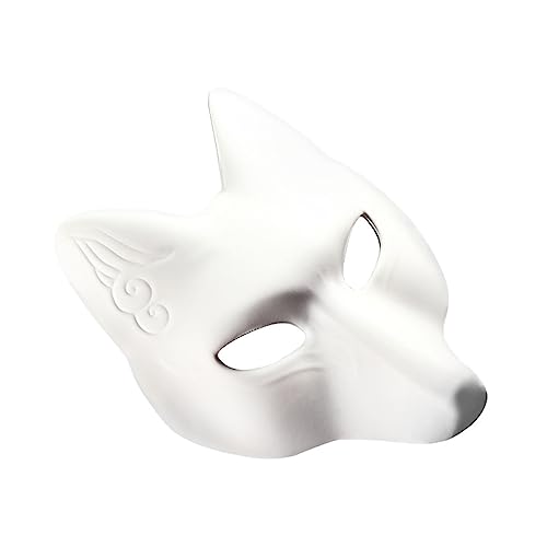 CIYODO erwachsene maske fuchs maske weißbuch leere maske weiße Fuchsmaske lustige Maske Wolfsmasken leere Fuchsmasken fox mask halloween costume prom Weiße DIY-Maske Maskerade Zubehör Pu von CIYODO