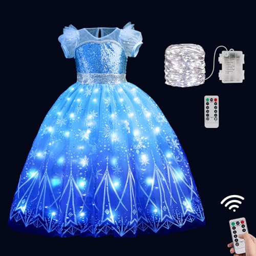 PTAYLTZX Light Up Prinzessin Kleid für Mädchen EIS und Schnee Prinzessin Kleid Halloween Weihnachten Dress Up Kleinkind Kinderkleidung von CIYTI