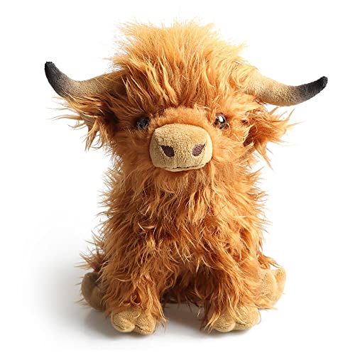 CJBIN Highland Cow Soft Toy Plush Toy, Hochlandrind Kuscheltier, Kuh Plüschtier, Highland Cow Plüschtier Realistischer, Plüschtiere, Süße Kuscheltiere, Schlafendes Plüschtier Geschenke Für Kinder von CJBIN