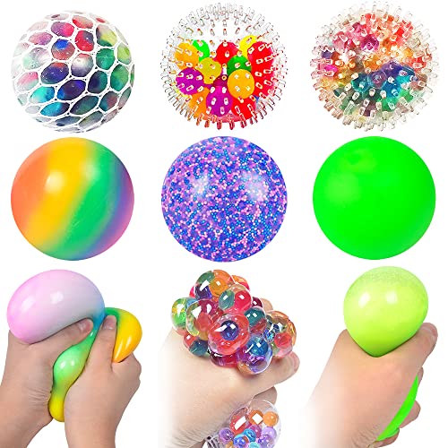 Stressbälle für Kinder und Erwachsene, CJBIN 6 Stück Anti Stress Bälle mit Wasse Perlen, Antistressball Squeeze, Stressball Fidget Toy für Kinder Erwachsene ADHS, Angst, OCD Angst Abbauen von CJBIN