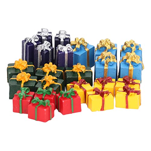 25 Stück weihnachtliche glänzende Mini-Boxen-Ornamente, 5 Farben Harz-Weihnachtsdekorationen, Mini-Box-Ornamente für Weihnachtsfeier, Weihnachtsbaum-Hängedekoration von CJDIFPQC