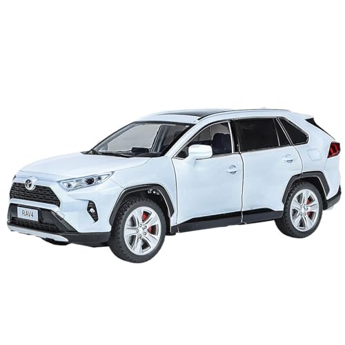 CJJXKBEP Fertiges Modellauto 1/24 Große Größe for Toyota RAV4 Stadt SUV Statische Legierung Auto Modell Pull-Back-Simulation Auto Modell Ornamente Dekoration Miniatur Auto Modell im Massstab(White) von CJJXKBEP