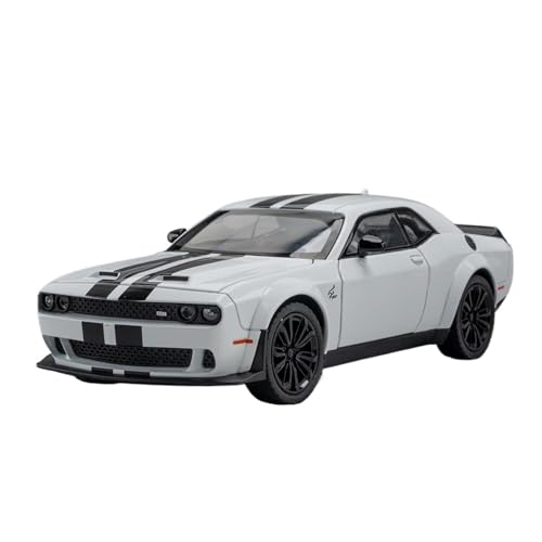 CJJXKBEP Fertiges Modellauto 1:22 for Dodge Challenger SRT Hellcat Dämon Augen Modell Auto Legierung Diecast Pull Back Supercar Licht Sound Fahrzeug Modelle Miniatur Auto Modell im Massstab(White) von CJJXKBEP