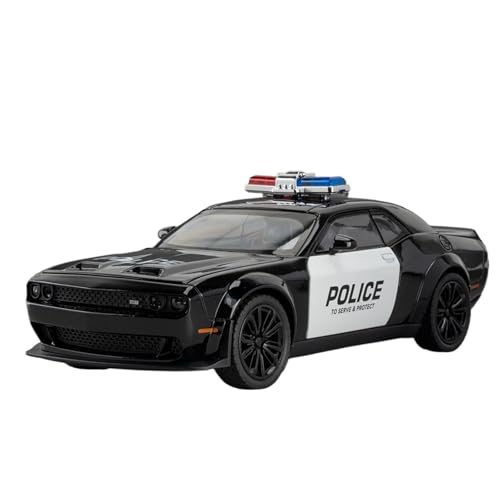 CJJXKBEP Fertiges Modellauto 1:22 for Ford Challenger SRT Polizeiauto Modell Metalldruckguss Zurückziehen Sound Licht 4 Türen Geöffnet Simulationsfahrzeug Miniatur Auto Modell im Massstab von CJJXKBEP