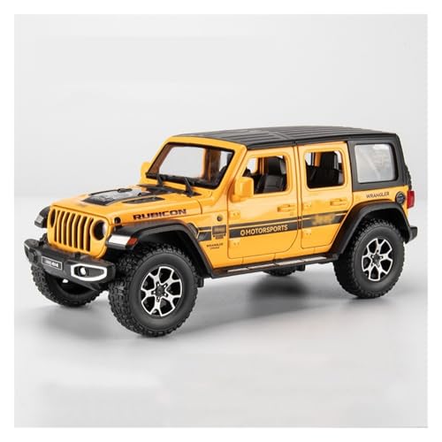 CJJXKBEP Fertiges Modellauto 1:22 for Jeep Wrangler SUV Modellauto Diecast 7 Türen Geöffnet Sound Licht Zurückziehen Simuliertes Mini-Geländefahrzeug Miniatur Auto Modell im Massstab(Yellow) von CJJXKBEP