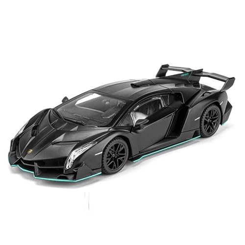 CJJXKBEP Fertiges Modellauto 1:22 for Lamborghini Veneno Miniatur-Sportwagenmodelle, Legierungs-Druckguss-Fahrzeuge, Türen Geöffnet, Rückzugs-Supersportwagen Miniatur Auto Modell im Massstab(Black) von CJJXKBEP