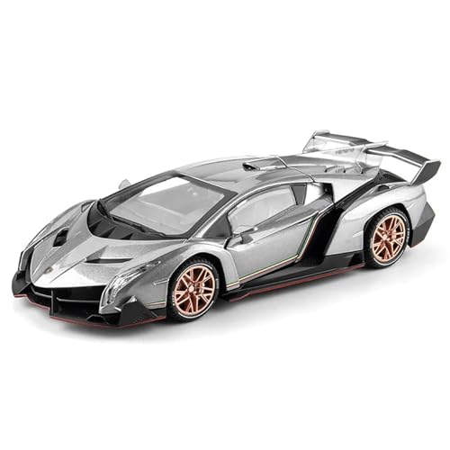 CJJXKBEP Fertiges Modellauto 1:22 for Lamborghini Veneno Miniatur-Sportwagenmodelle, Legierungs-Druckguss-Fahrzeuge, Türen Geöffnet, Rückzugs-Supersportwagen Miniatur Auto Modell im Massstab(Gray) von CJJXKBEP