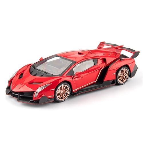 CJJXKBEP Fertiges Modellauto 1:22 for Lamborghini Veneno Miniatur-Sportwagenmodelle, Legierungs-Druckguss-Fahrzeuge, Türen Geöffnet, Rückzugs-Supersportwagen Miniatur Auto Modell im Massstab(Red) von CJJXKBEP